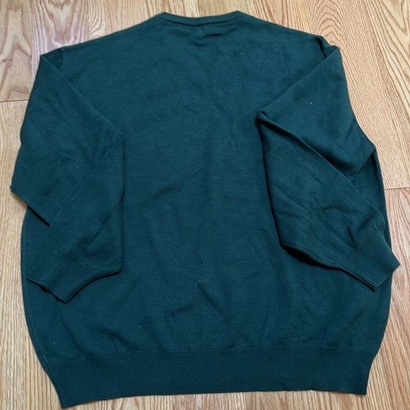 Burberry London SZ 8/XL vintage forest green merino wool blend V neck sweater. - Picture 9 of 9